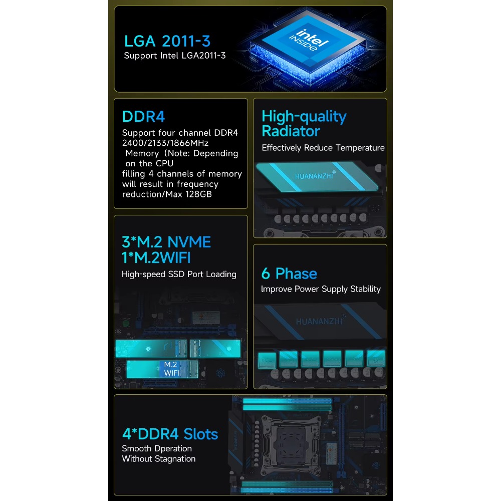 HUANANZHI X99 QD4 LGA 2011-3 X - E5 2696 V3 리뷰 및 가격